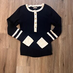 Faherty Navy Large Henley Sweater Long Sleeve